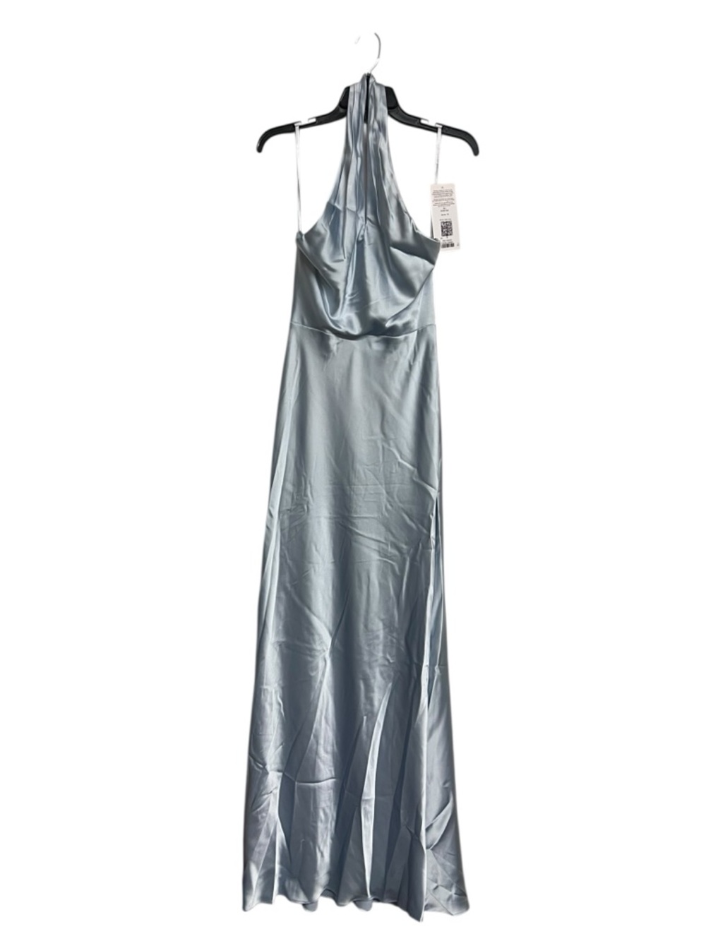 NWT Revelry Isla Satin Sky Blue Criss Cross Halter‎ Maxi Dress Small